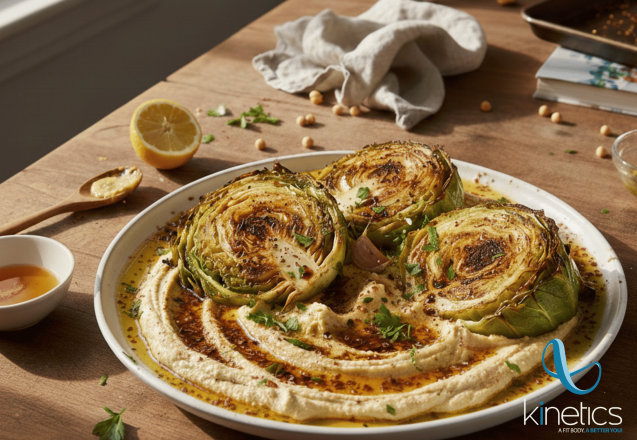Oven-Roasted Cabbage with Hummus